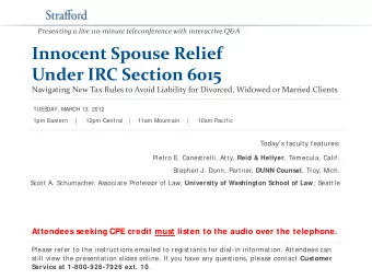 Innocent Spouse Relief  Under IRC Section 6015  Navigating New Tax Rules to Avoid Liability for