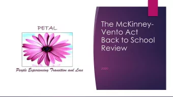 Vento Act  Back to School  Review  2020  Todays Agenda  Background and definition of