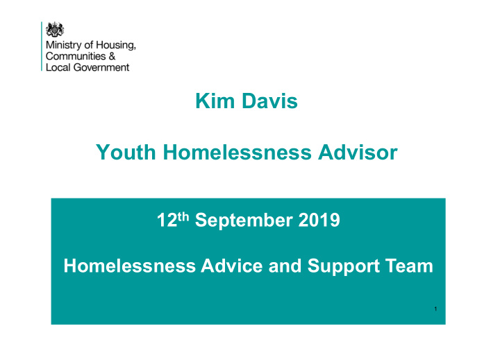 kim davis youth homelessness advisor