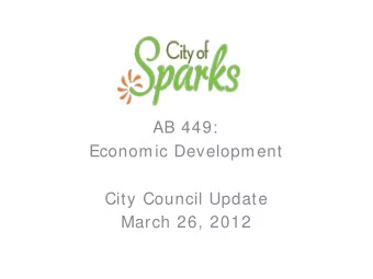 AB 449:  Economic Development  City Council Update  March 26, 2012 ReCharge Coalition  Finding