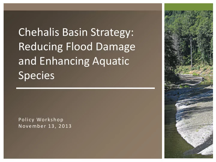 chehalis basin strategy reducing flood damage and