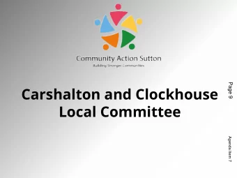 Carshalton and Clockhouse  Local Committee  Agenda Item 7  INFRASTRUCTURE  Agenda Item 7