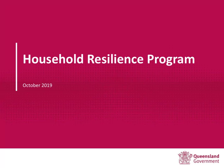 household resilience program