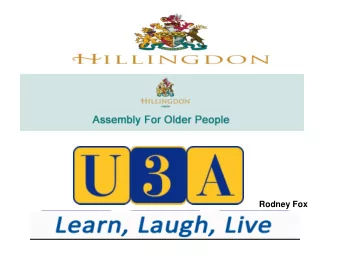 Rodney Fox  Helping our members to Sustain  Wellbeing in Later Life  Mental acuity  Physical