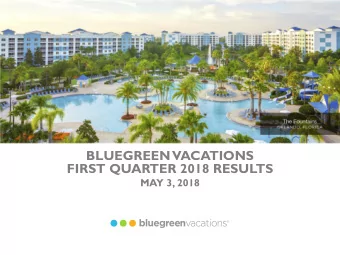 BLUEGREEN VACATIONS  FIRST QUARTER 2018 RESULTS  MAY 3, 2018  FORWARD-LOOKING STATEMENTS This
