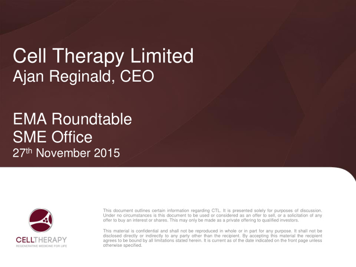 cell therapy limited