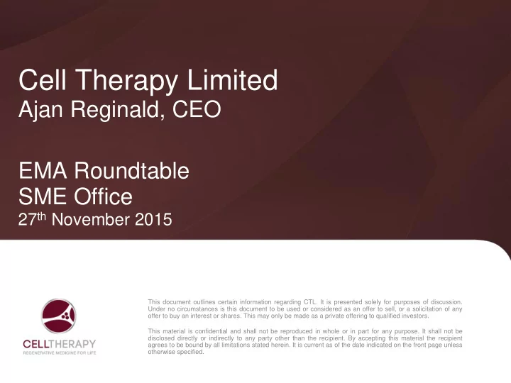 cell therapy limited