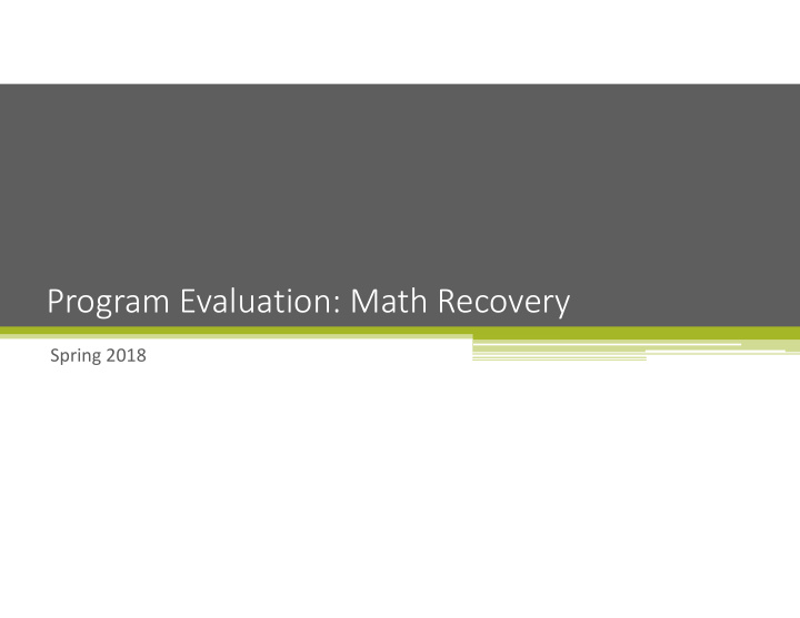 program evaluation math recovery