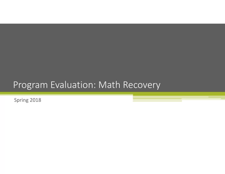 program evaluation math recovery
