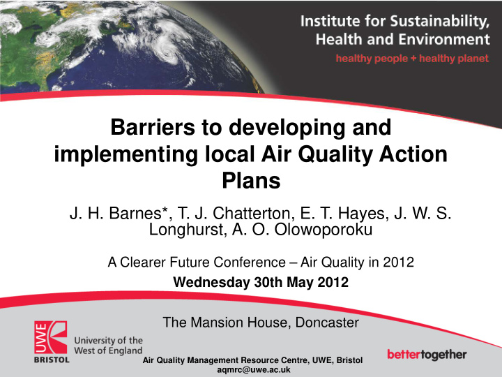 barriers to developing and implementing local air quality