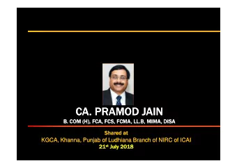 CHANGES IN INCOME TAX  CHANGES IN INCOME TAX  FOR  FOR  AY 2018-19  AY 2018-19