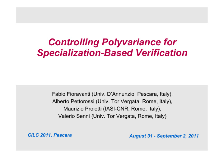 controlling polyvariance for specialization based