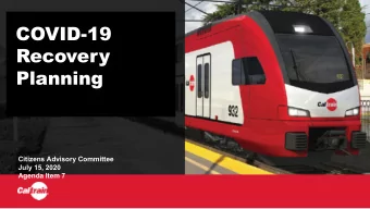COVID-19  Business  Recovery  Plan  Planning  Citizens Advisory Committee  July 15, 2020  Agenda
