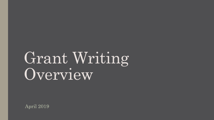 grant writing overview