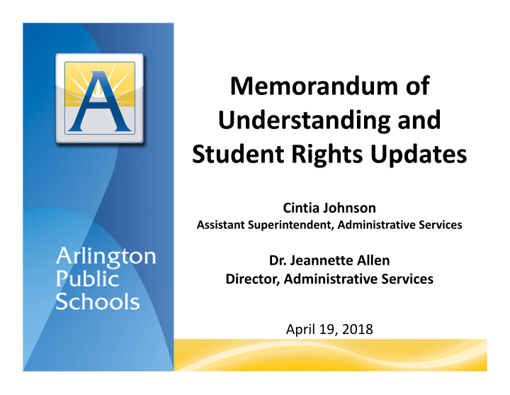 memorandum of understanding and student rights updates