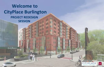 Welcome to  CityPlace Burlington  PROJECT REDESIGN  SESSION  24 JAN. 2020  CHERRY STREET  NORTH