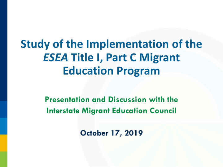 study of the implementation of the esea title i part c