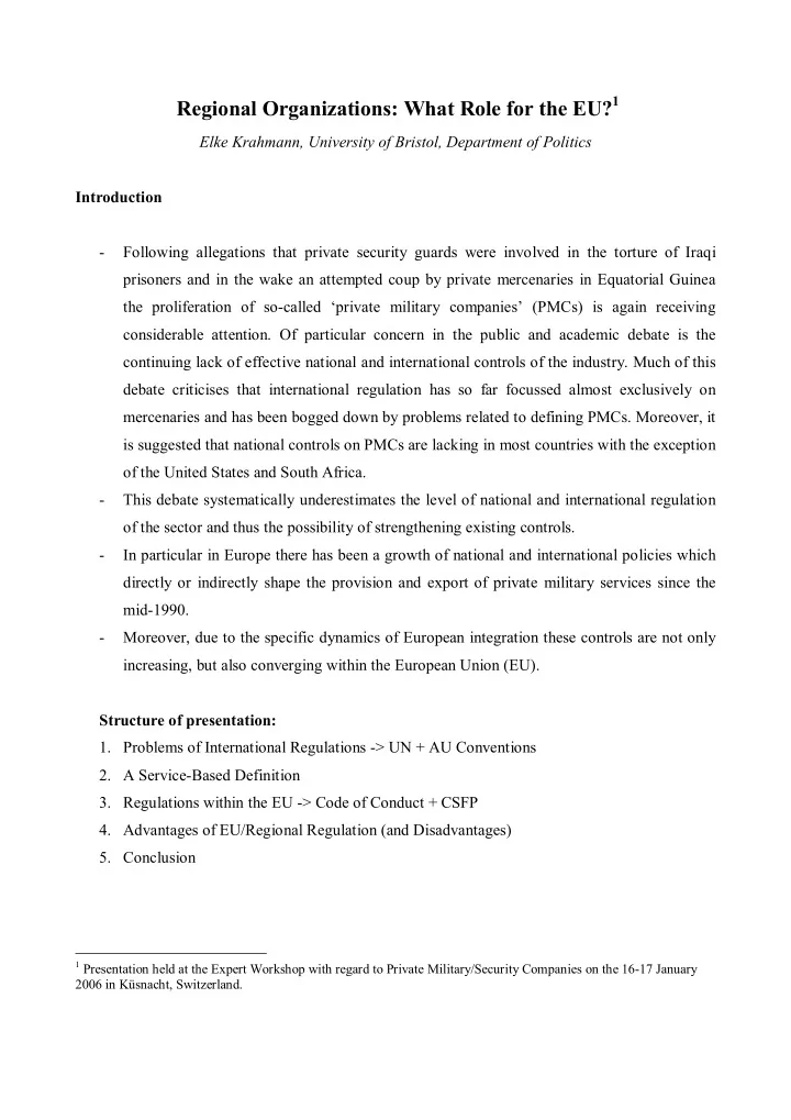 regional organizations what role for the eu 1