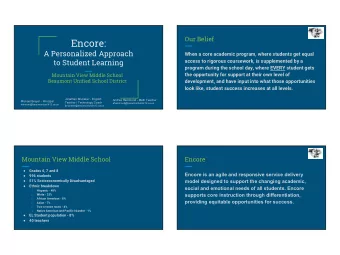 Encore:  A Personalized Approach  When a core academic program, where students get equal  to