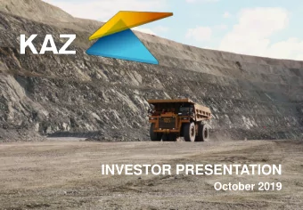 INVESTOR PRESENTATION  October 2019  1  IMPORTANT NOTICE  DISCLAIMER  Certain statements included