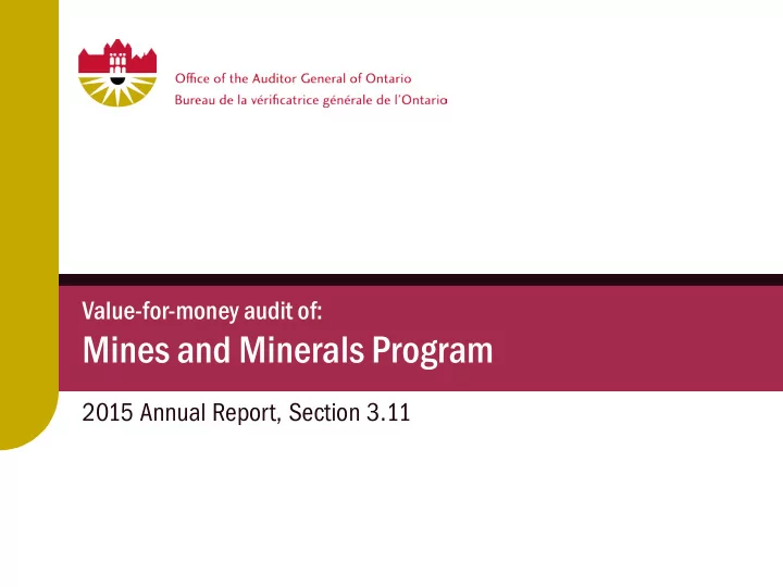 mines and minerals program