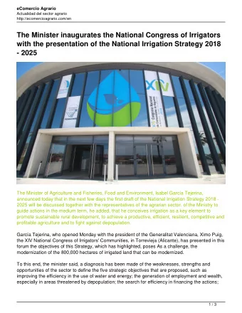 The Minister inaugurates the National Congress of Irrigators  with the presentation of the National