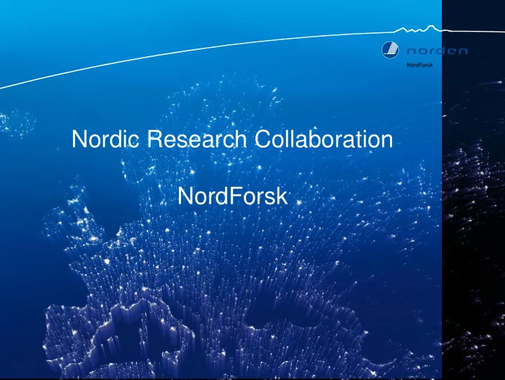 nordic collaboration history of nordic collaboration five