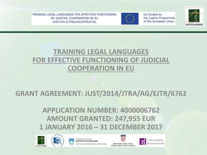 czech judicial academy project coordinator partners