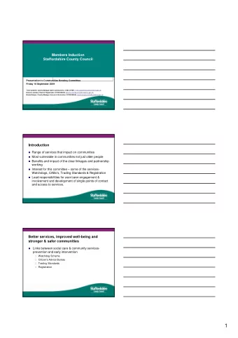 Members Induction  Presentation to Communities Scrutiny Committee  Friday 18 September 2009  Trish