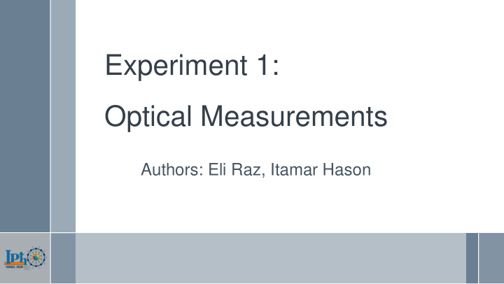 experiment 1 optical measurements