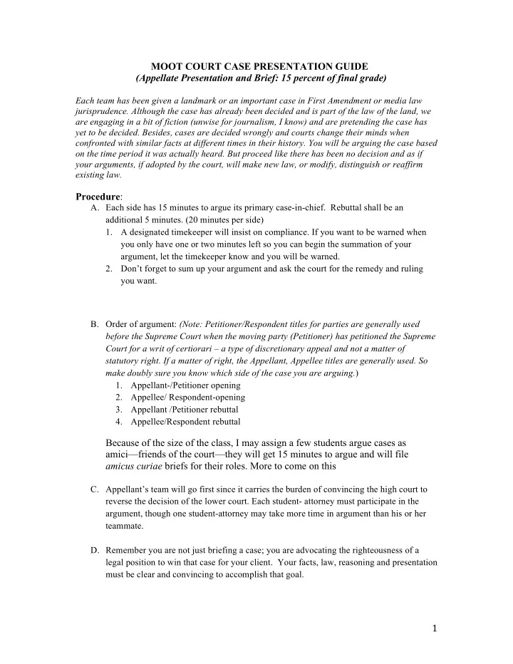 moot court case presentation guide appellate presentation