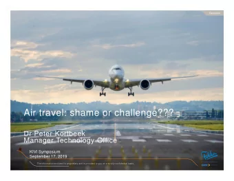 Air travel: shame or challenge???  Dr Peter Kortbeek  Manager Technology Office  KIVI Symposium