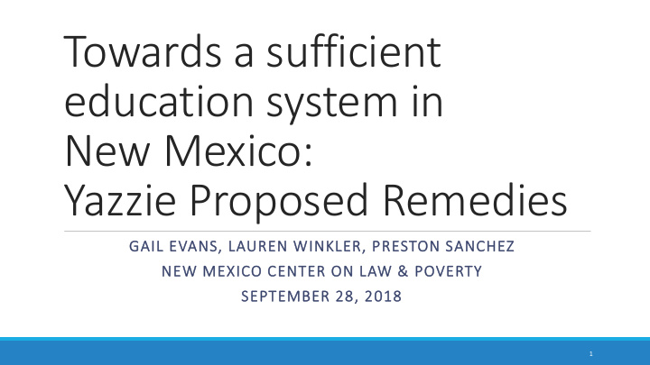 towards a sufficient education system in new mexico