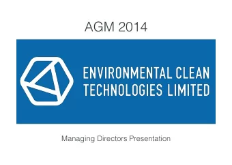 AGM 2014  Managing Directors Presentation  Disclaimer   Environmental  Clean