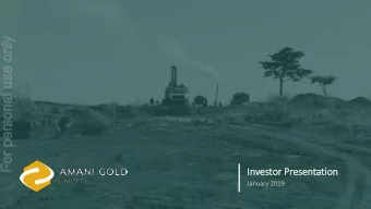 For personal use only  In  Investor Presentatio  ion  January 2019  Dis  isclaim  imer Competent