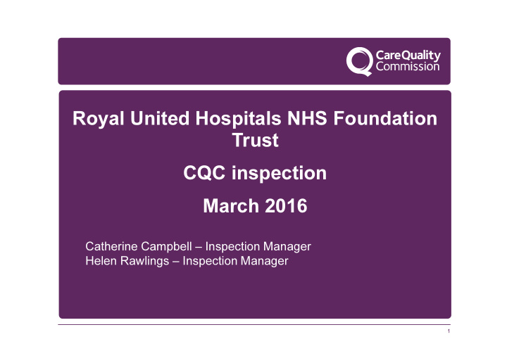 royal united hospitals nhs foundation trust cqc
