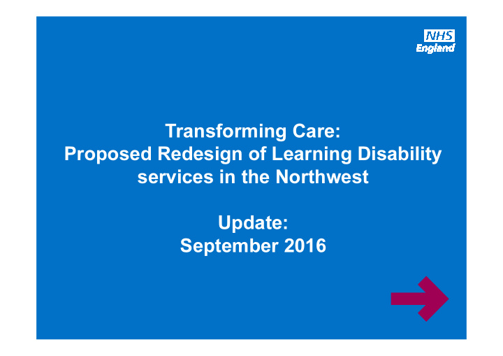 transforming care proposed redesign of learning