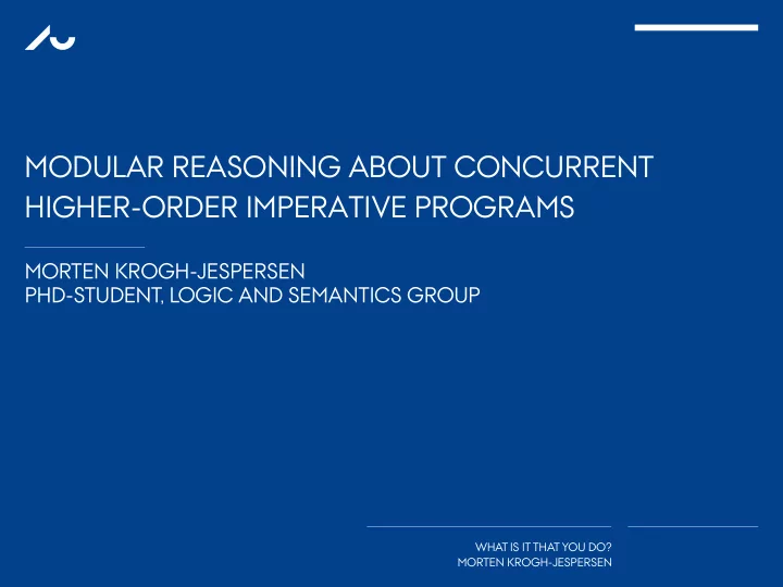 higher order imperative programs