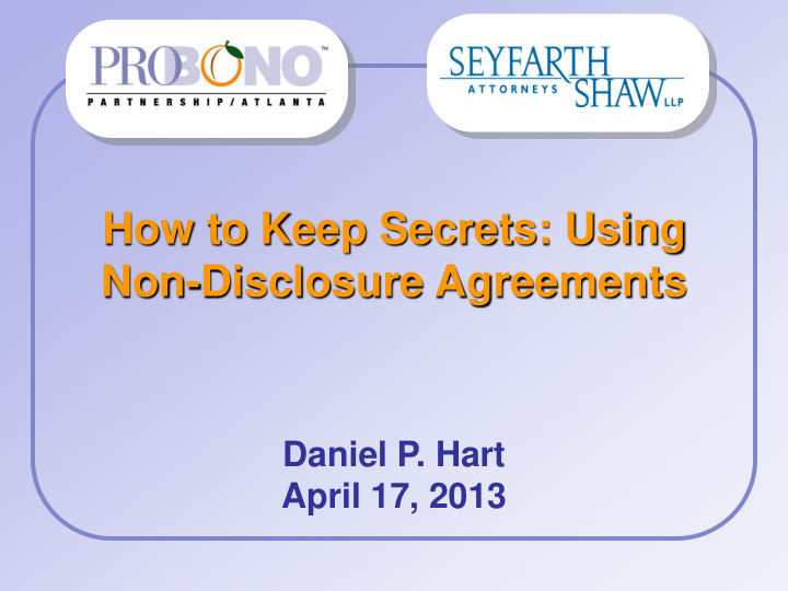 how to keep secrets using non disclosure agreements