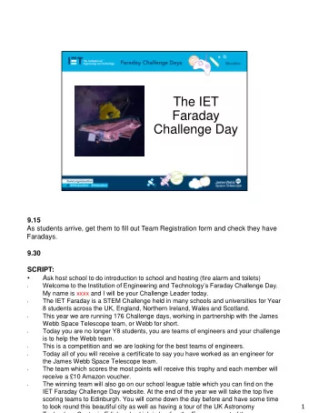 Challenge Day  9.15  As students arrive, get them to fill out Team Registration form and check they