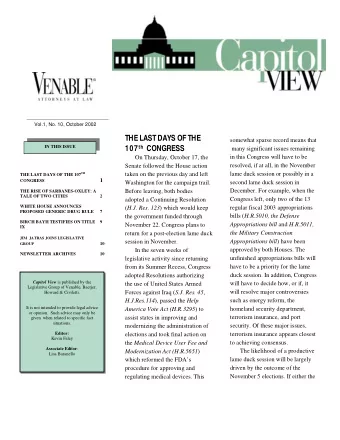 THE LAST DAYS OF THE  somewhat sparse record means that  IN THIS ISSUE 107 th CONGRESS  many