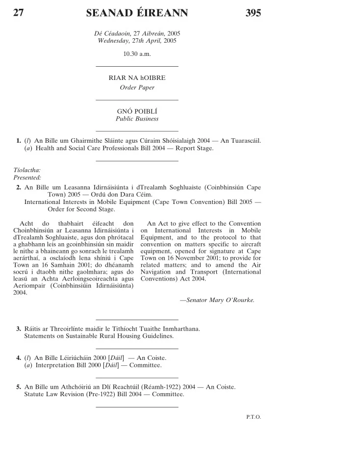 ireann 27 seanad e 395