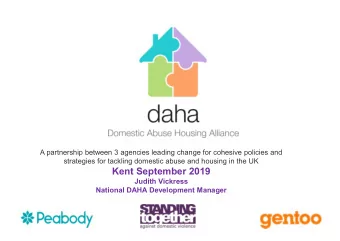 Kent September 2019  Judith Vickress  National DAHA Development Manager  The Coordinated Community