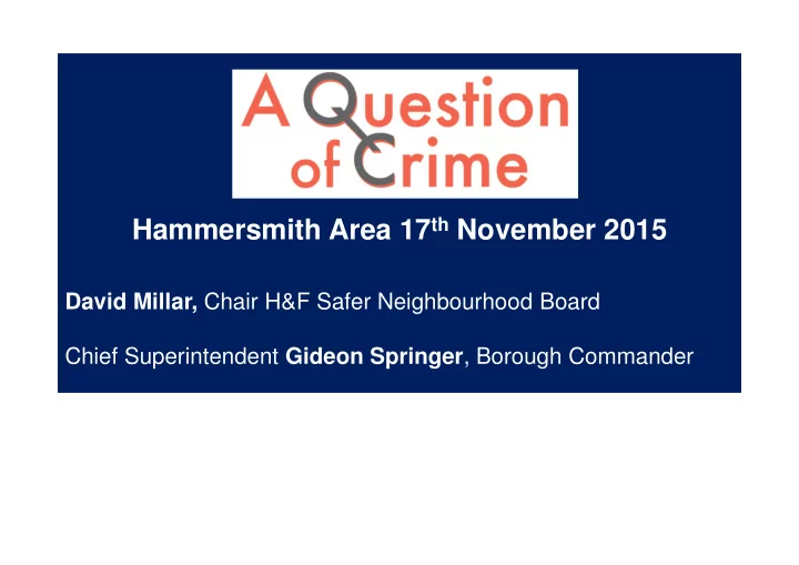 hammersmith area 17 th november 2015