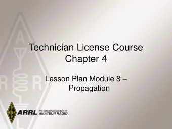 Technician License Course  Chapter 4 Lesson Plan Module 8   Propagation  Radio Wave Propagation: