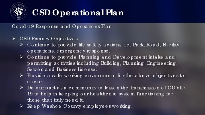 csd oper ational p lan