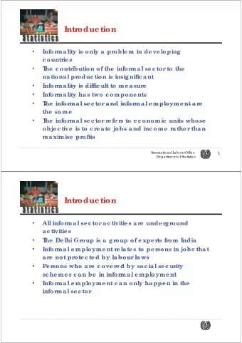 Intr  Intr  oduc tion  oduc tion  Infor  mality is only a pr  oble m in de ve loping    c ountr