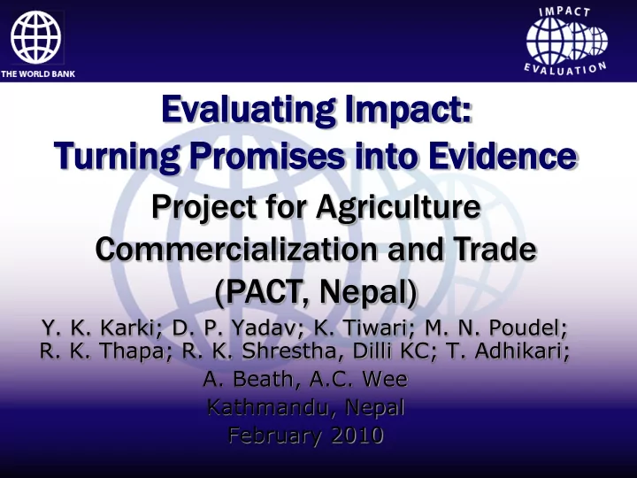 ev evaluating aluating im impact act tu turning ning