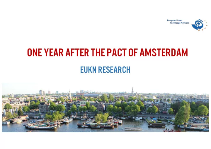 one year after the pact of amsterdam