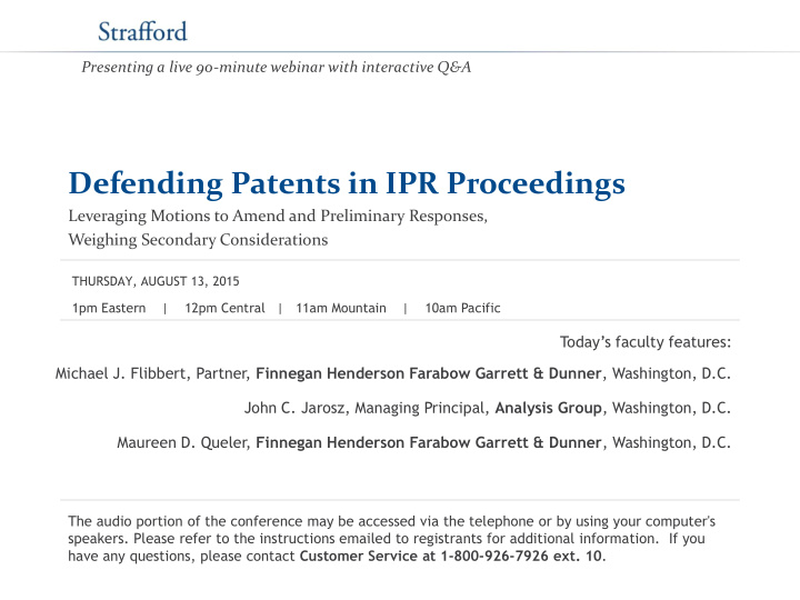 defending patents in ipr proceedings